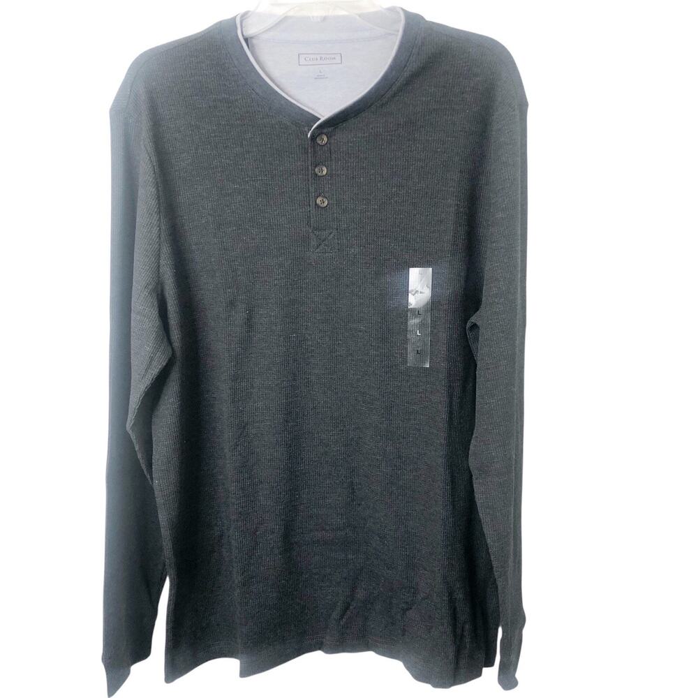 Club Room NWT Men's Long Sleeve Thermal Shirt in Dark Lead Size Large